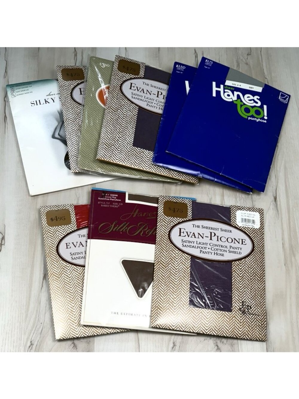 VTG Lot 9 Pair Womens SIZE A/B Medium PANTYHOSE Hosiery Hose Evan-Picone Hanes